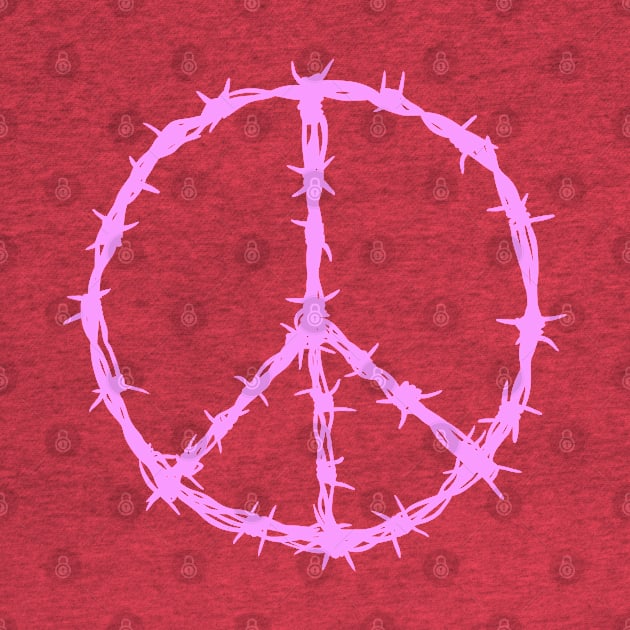 Barbed Wire Peace Sign (pink) by Stupiditee